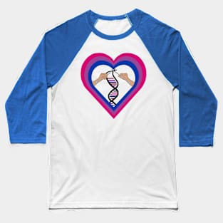 Bisexual (Bi) Pride Flag Knitted DNA Heart Baseball T-Shirt